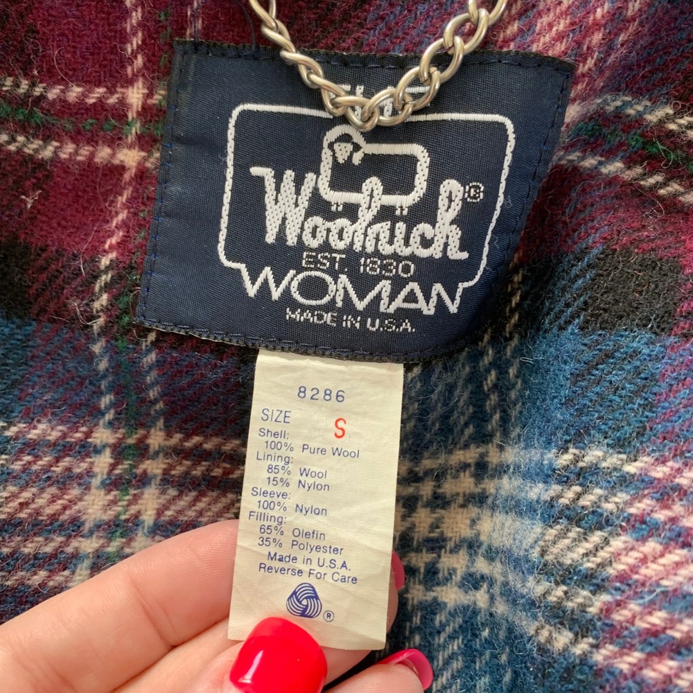 Vintage Woolrich Woman Wool Coat Jacket w/ Scarf Small Green Plaid Lined USA - Picture 8 of 11